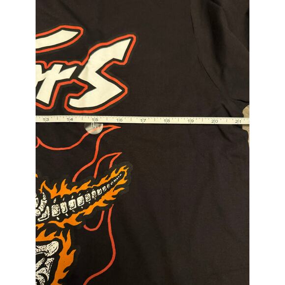 Toronto Raptors Mitchell & Ness Black Skeleton Men's T-Shirt Flaming Logo Large - Picture 5 of 6